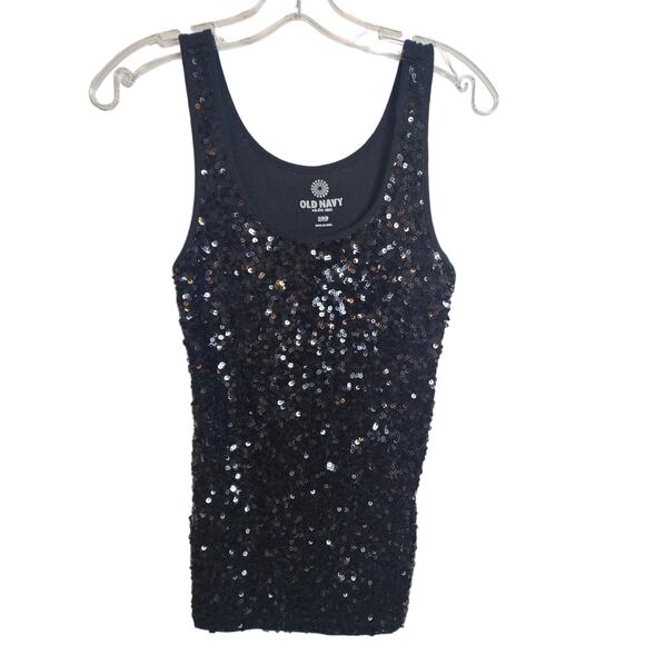 Old Navy Black Sequin Tank, Small - Picture 1 of 6